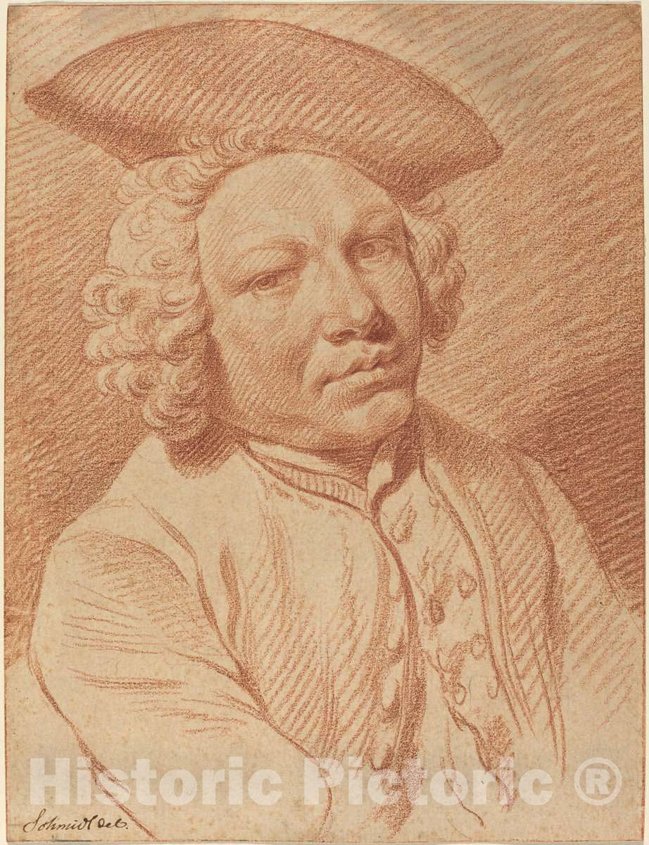 Art Print : Georg Friedrich Schmidt, Portrait of a Man in a Tricorn Hat - Vintage Wall Art