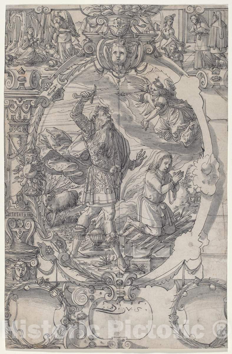 Art Print : Daniel Lindtmayer, The Sacrifice of Abraham, 1586 - Vintage Wall Art