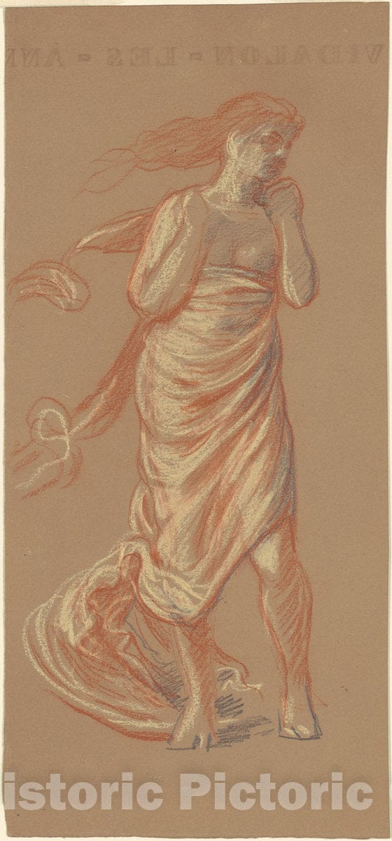 Art Print : Elihu Vedder, Study for Greek Girls Bathing [Recto], c. 1872 - Vintage Wall Art