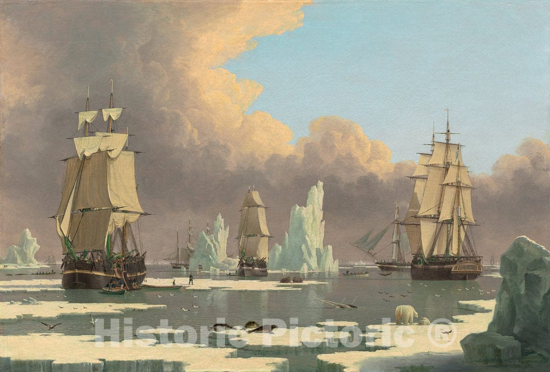 Art Print : John Ward of Hull, The Northern Whale Fishery: The Swan and Isabella, c. 1840 - Vintage Wall Art