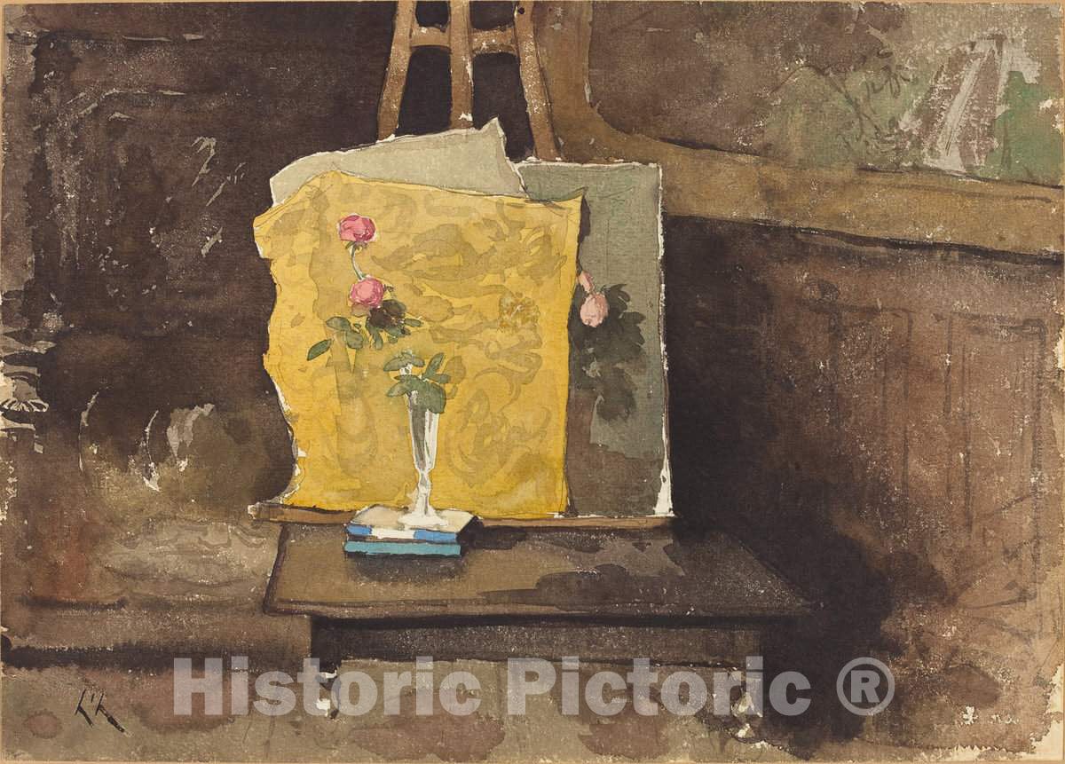 Art Print : Henri-Joseph Harpignies, A Corner of a Studio - Vintage Wall Art