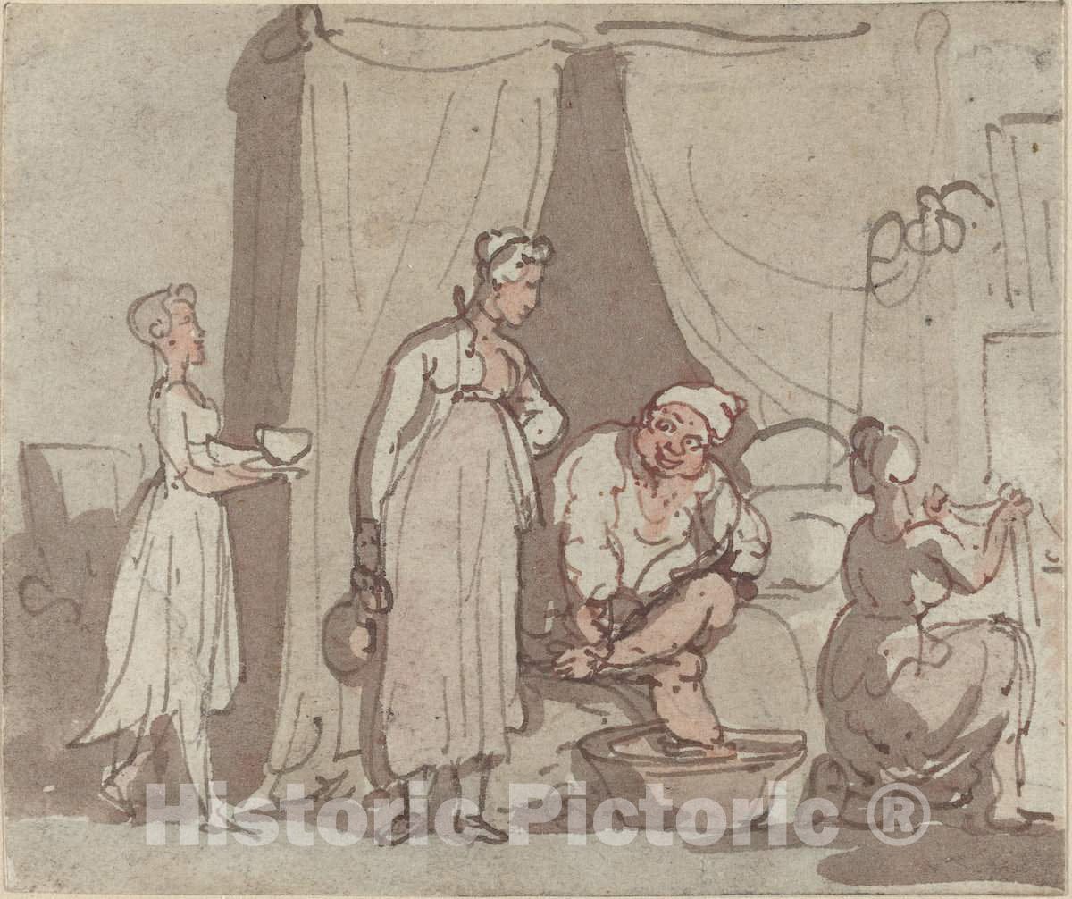 Art Print : Rowlandson, The Foot Bath (Drying Out) - Vintage Wall Art