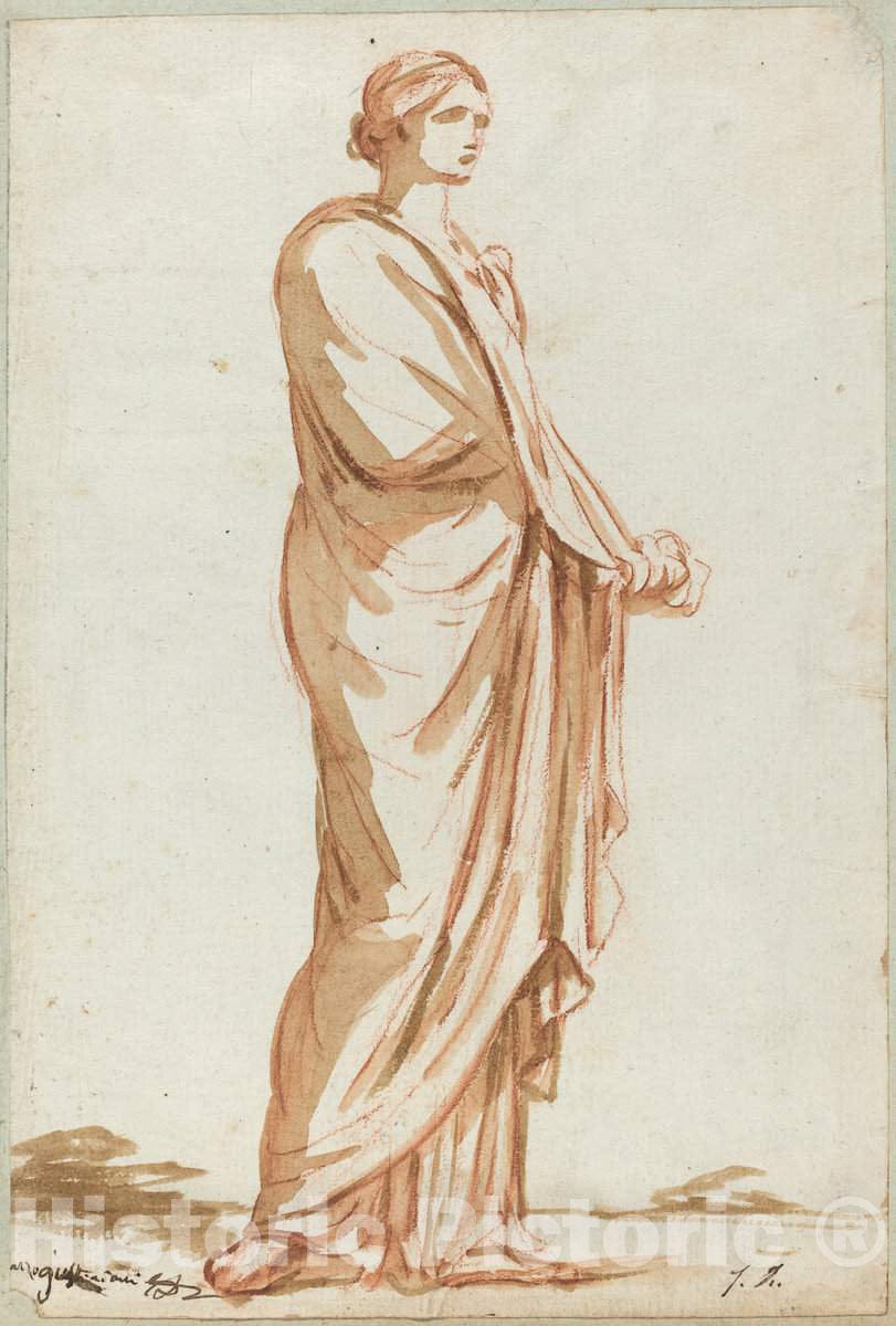 Art Print : Jacques-Louis David, Roman Statue of a Standing Woman - Vintage Wall Art