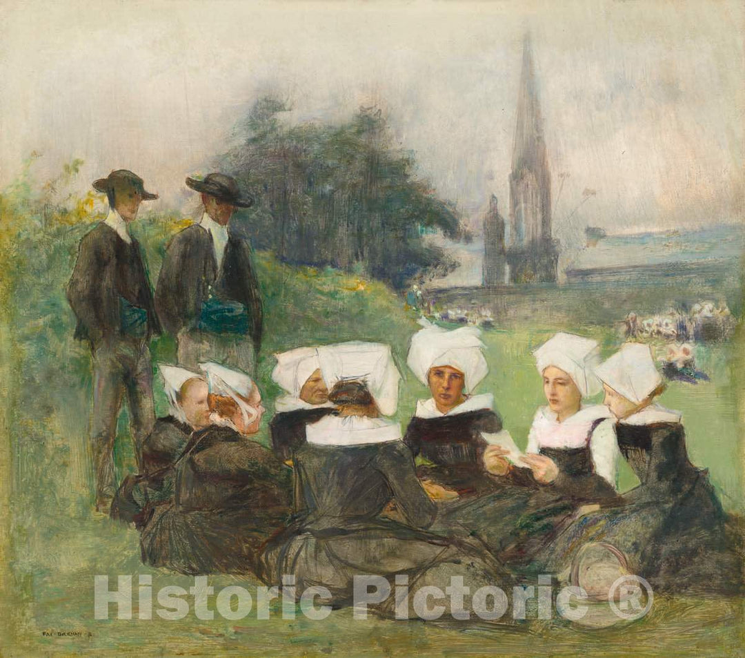 Art Print : Dagnan-Bouveret, Study for Breton Women at a Pardon, c. 1887 - Vintage Wall Art