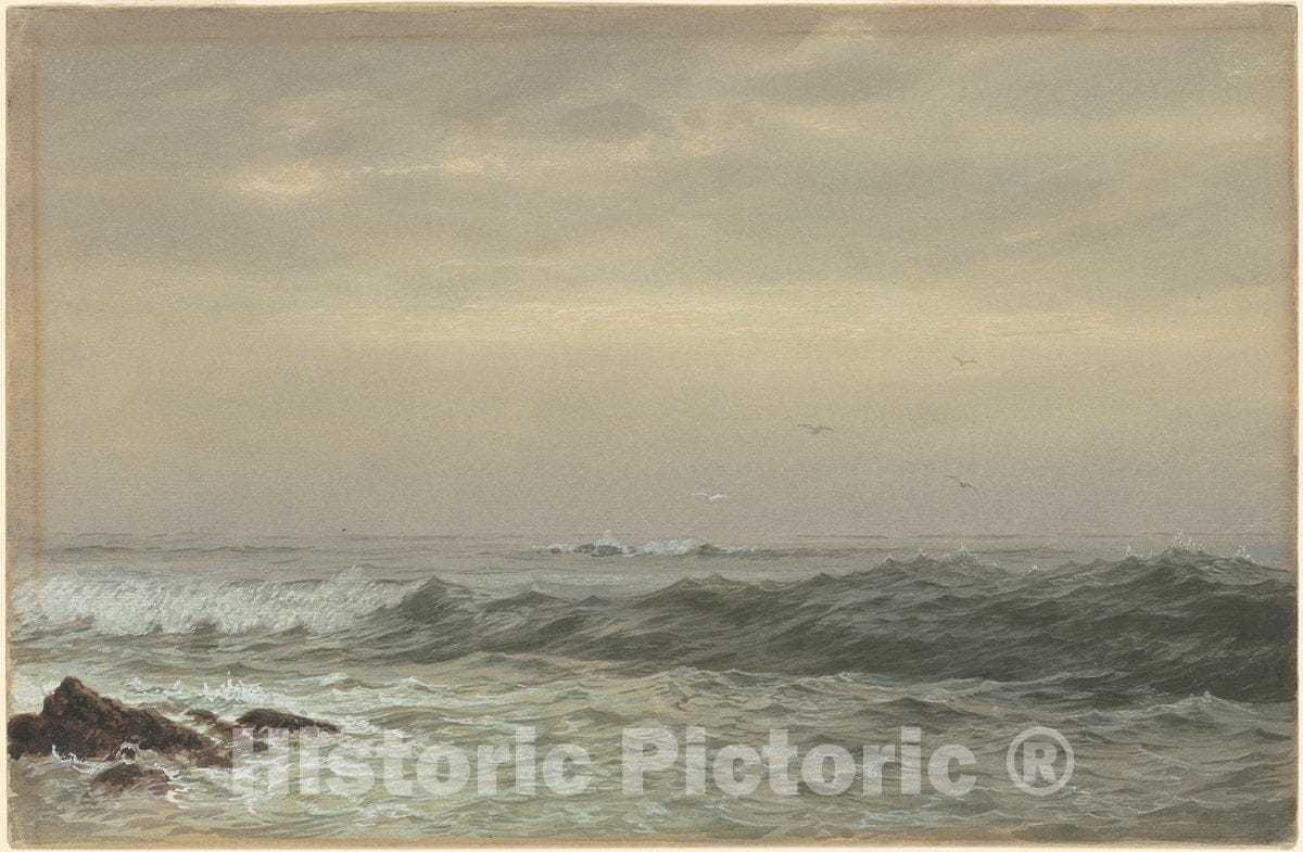 Art Print : William Trost Richards, Rocks and Breaking Waves, c. 1870s - Vintage Wall Art