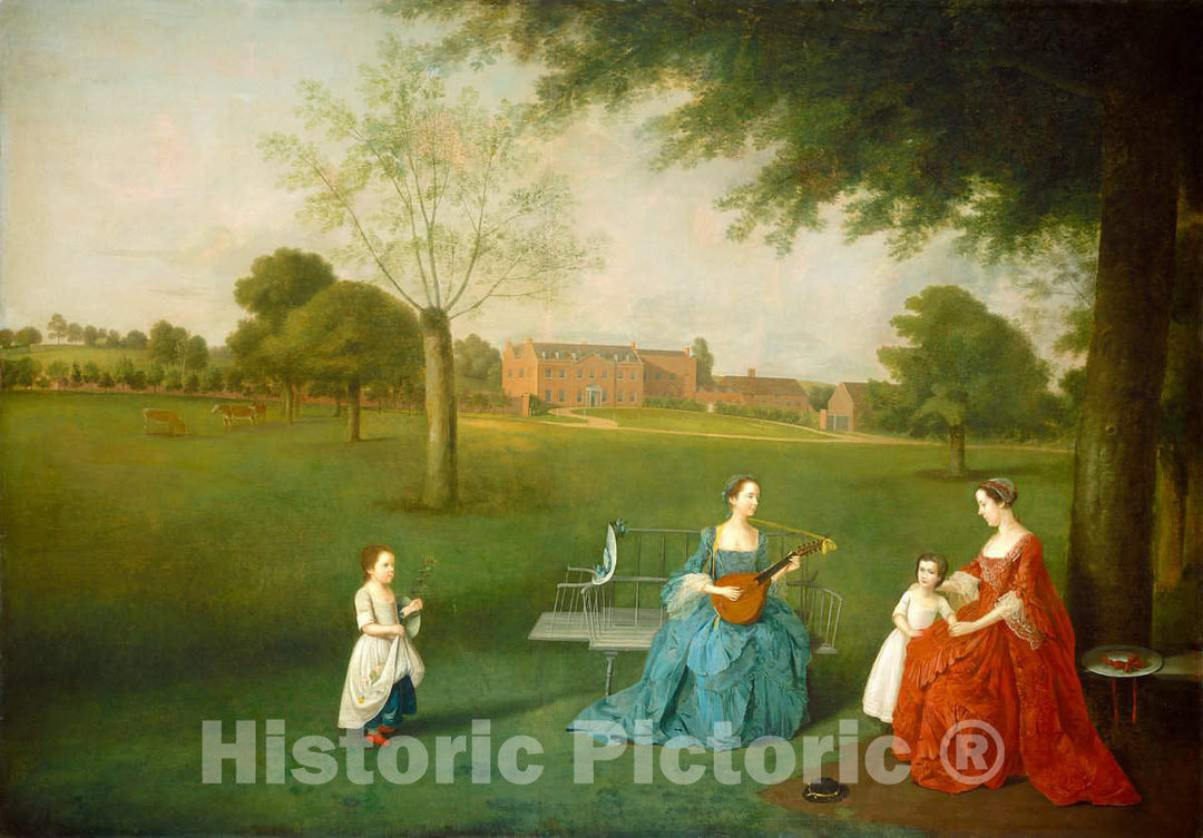 Art Print : Arthur Devis, Members of The Maynard Family in The Park at Waltons, c.1759 - Vintage Wall Art