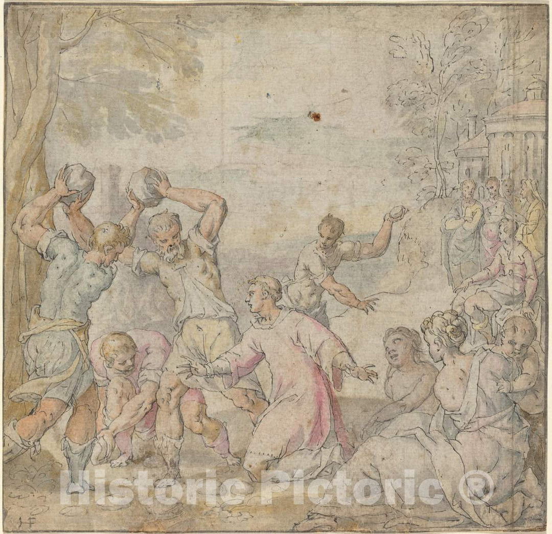 Art Print : Hans Freyberger, The Stoning of Saint Stephen, c. 1610 - Vintage Wall Art