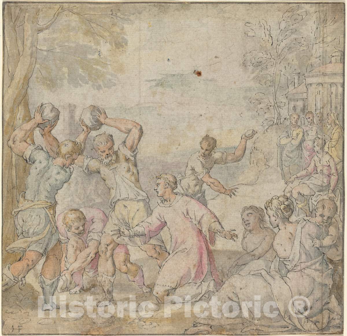 Art Print : Hans Freyberger, The Stoning of Saint Stephen, c. 1610 - Vintage Wall Art