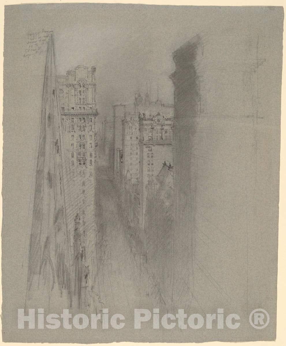 Art Print : Stanford White, North on Broadway from Trinity Church, c. 1900 - Vintage Wall Art