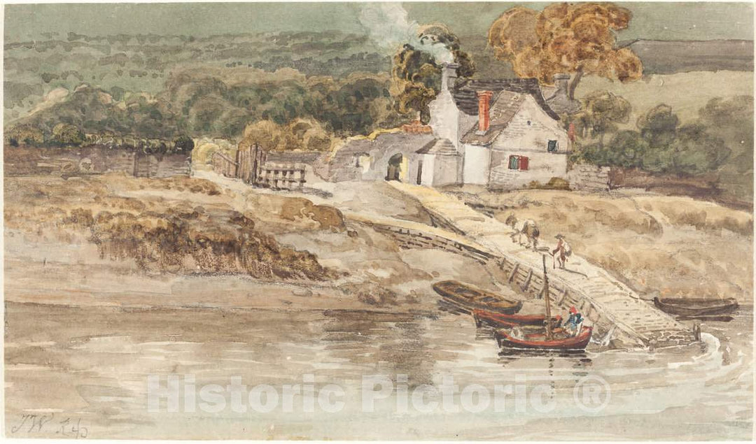 Art Print : James Ward, Landing Place Near Tintern Abbey, c. 1802 - Vintage Wall Art