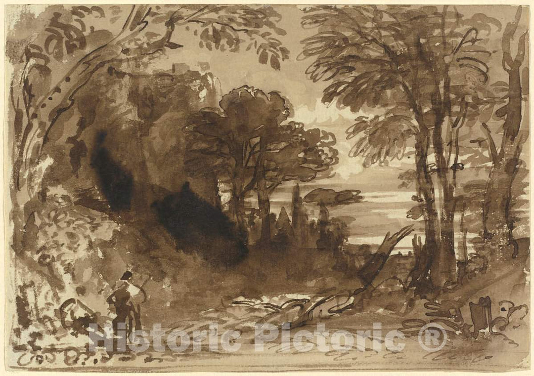 Art Print : John Varley, A Clearing in a Forest, Late 1830s - Vintage Wall Art