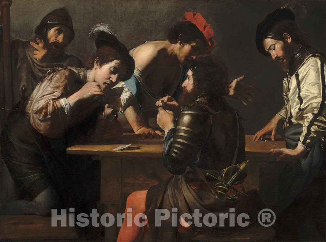 Art Print : Valentin de Boulogne, Soldiers Playing Cards and Dice (The Cheats), c.1619 - Vintage Wall Art