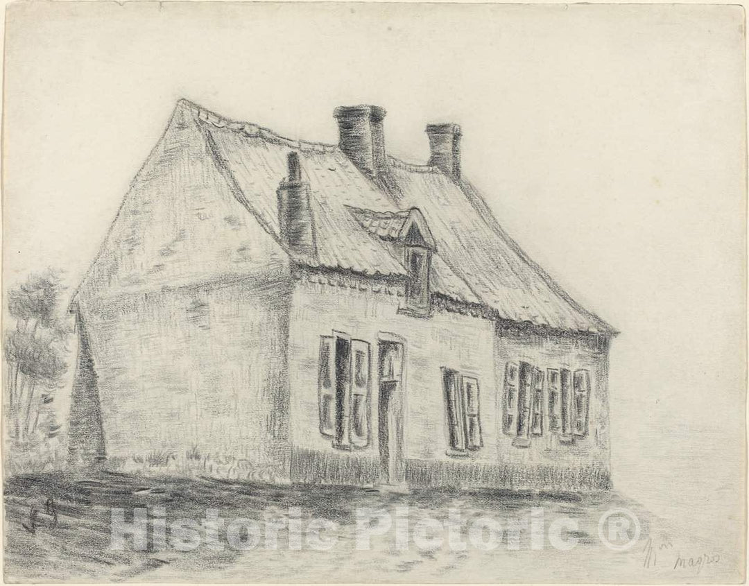 Art Print : Vincent Van Gogh, The Magrot House, Cuesmes, c.1880 - Vintage Wall Art