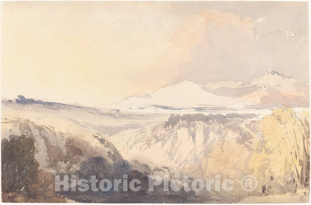 Art Print : John Gendall, Landscape with a Distant Mountain Range - Vintage Wall Art