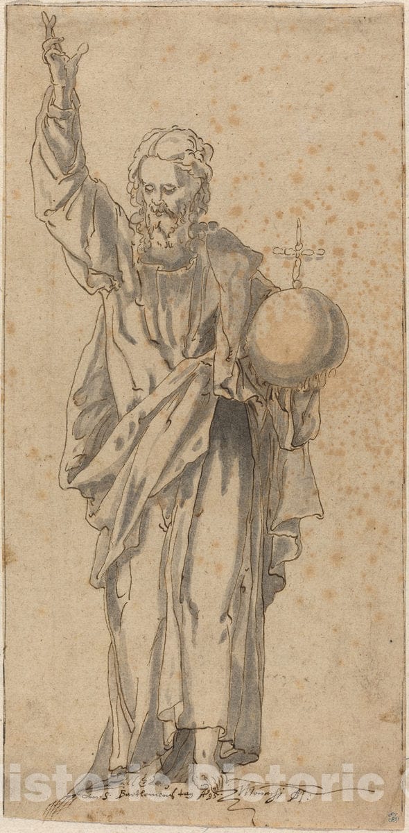 Art Print : Caspar Meneller, Christ as Salvator Mundi, 1595 - Vintage Wall Art