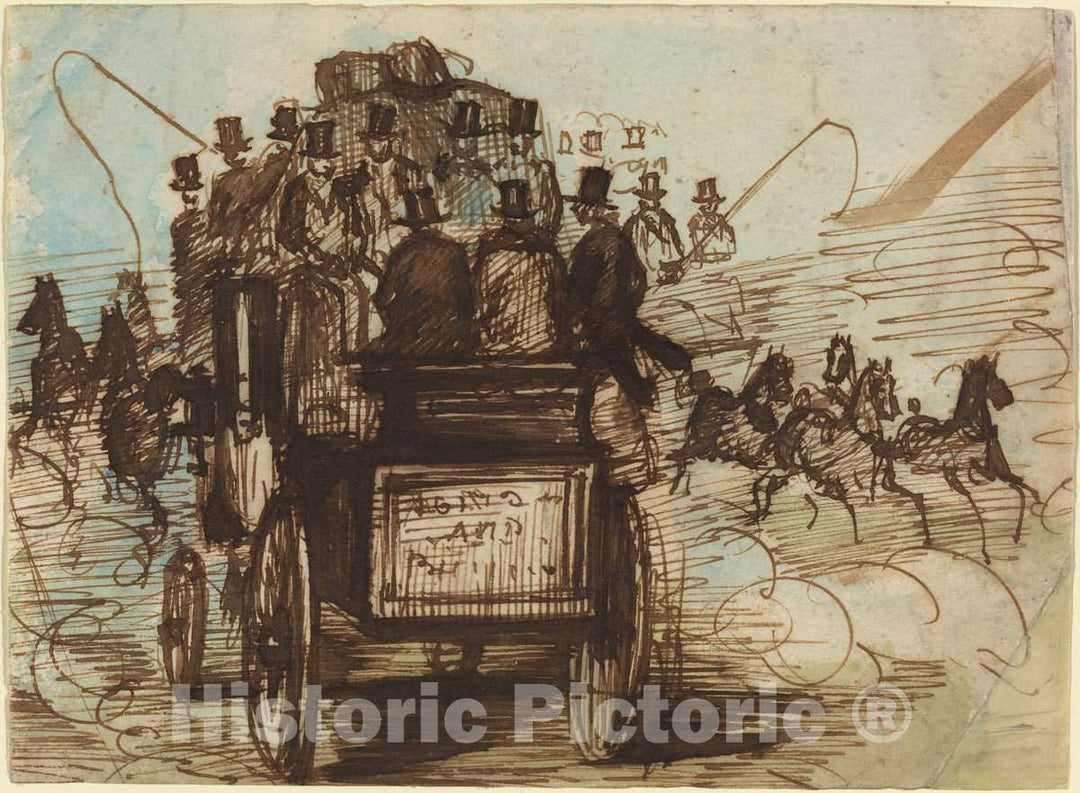 Art Print : Constantin Guys, The Brighton Coach - Vintage Wall Art