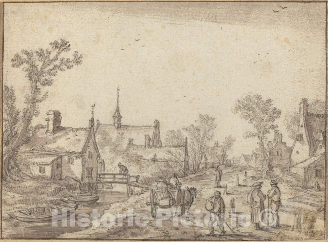 Art Print : Esaias Van de Velde I, The Village Street - Vintage Wall Art