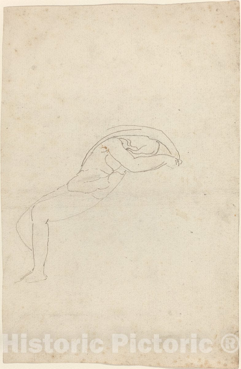 Art Print : John Flaxman, Study of a Semi-Reclining Figure - Vintage Wall Art