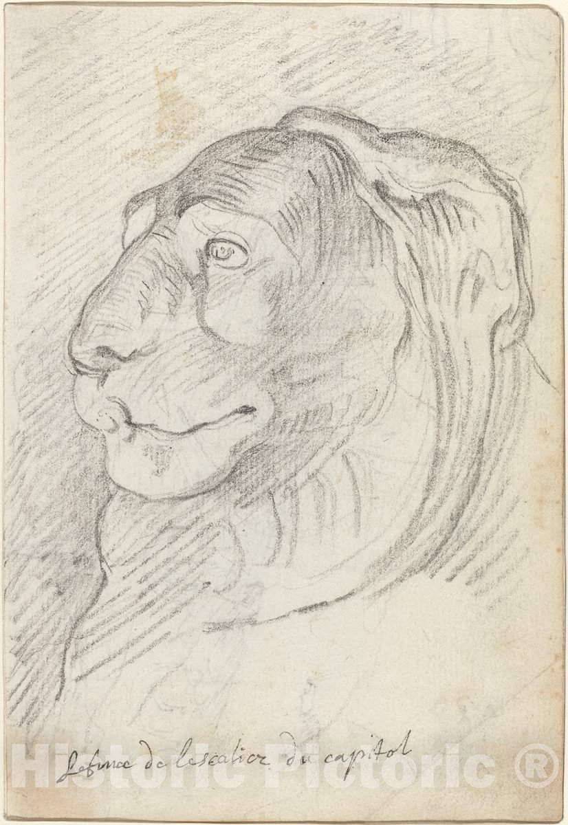 Art Print : Augustin Pajou, Lion's Head from The Capitoline Staircase, c.1754 - Vintage Wall Art