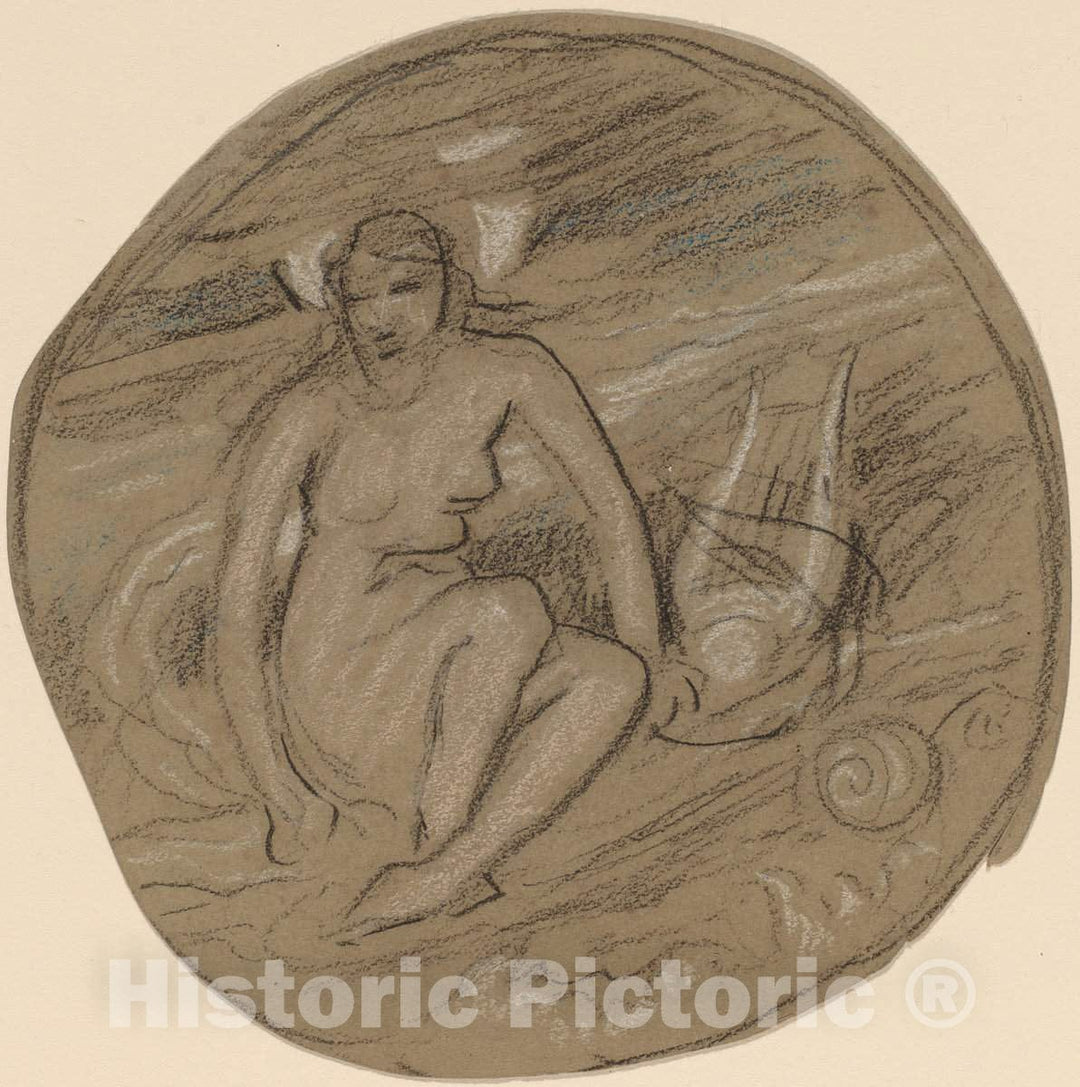 Art Print : Elihu Vedder, Study for Music, c. 1890 - Vintage Wall Art