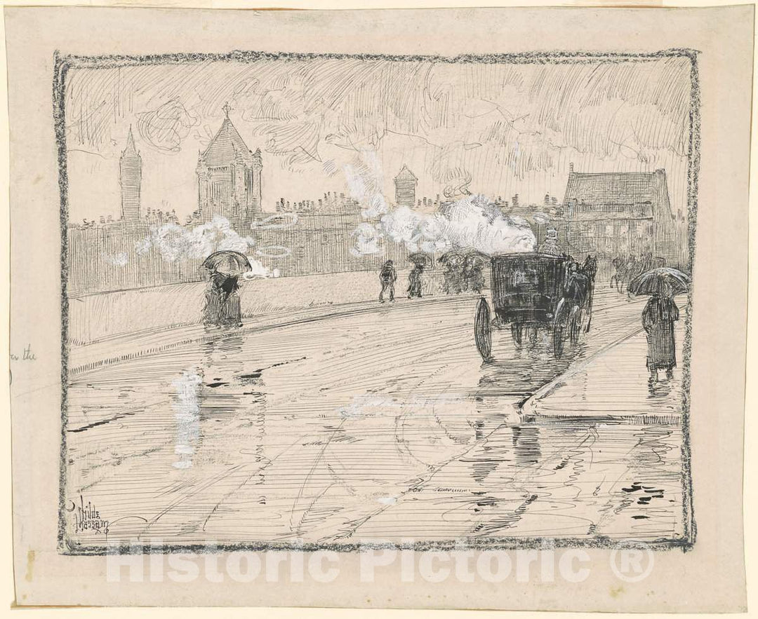 Art Print : Childe Hassam, Rainy Day, Boston, 1886 - Vintage Wall Art