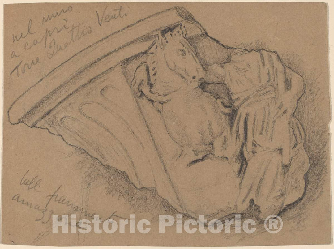 Art Print : Elihu Vedder, Sketch of a Fragment from a Wall in Capri, c. 1897 - Vintage Wall Art