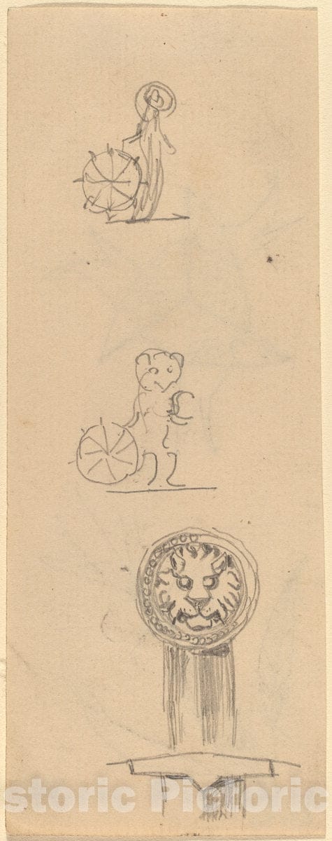 Art Print : Beatrice Godwin Whistler, Sheet of Sketches [Recto], Late 19th Century - Vintage Wall Art