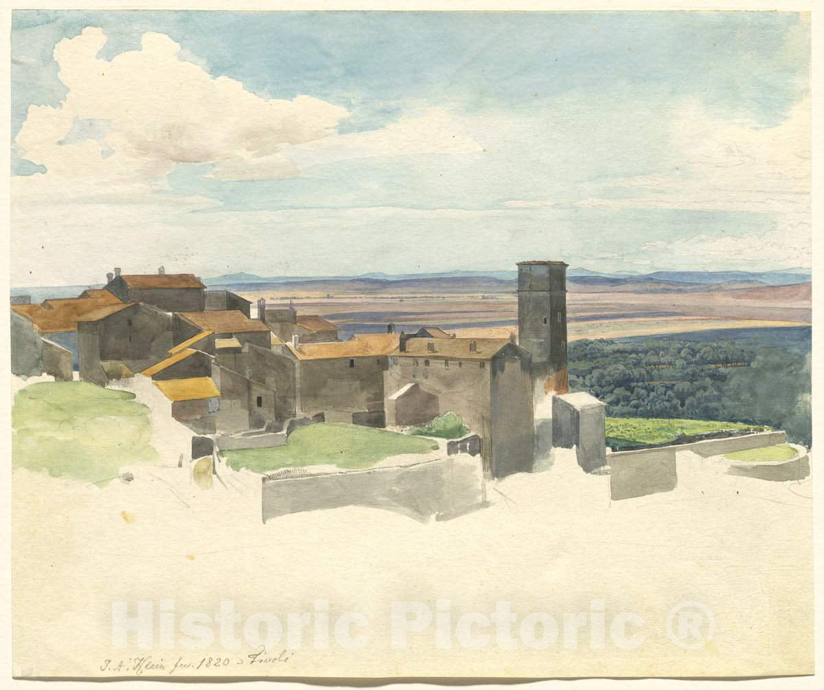 Art Print : Johann Adam Klein, Tivoli and The Roman Campagna, 1820 - Vintage Wall Art