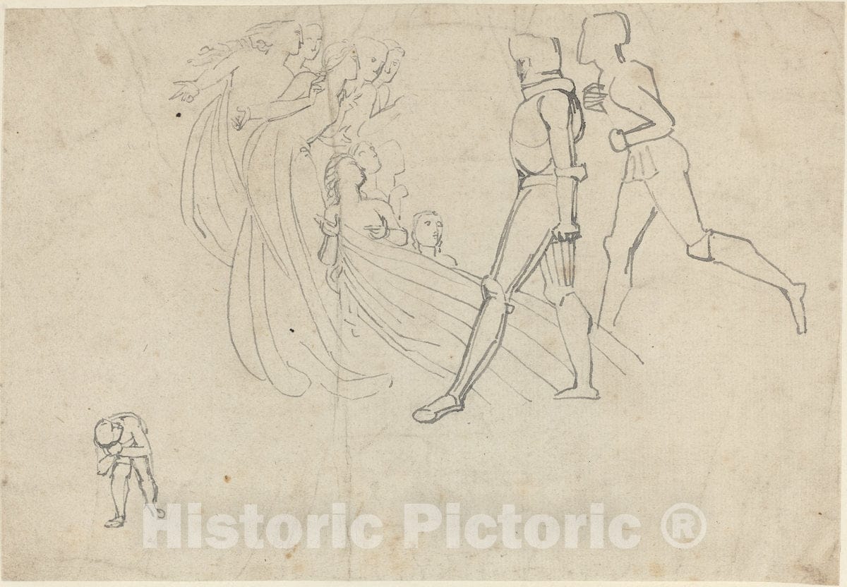 Art Print : John Flaxman, Study for Pilgrim's Progress (?) - Vintage Wall Art