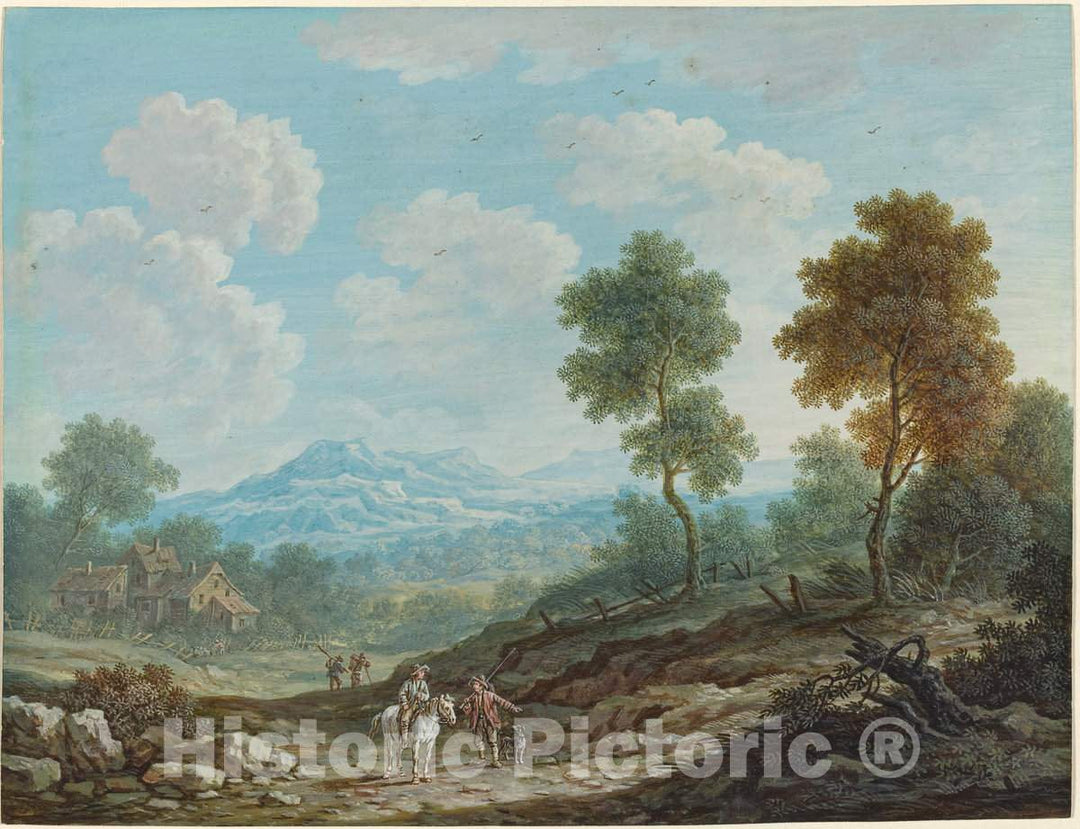 Art Print : Johann Christoph Dietzsch, Travelers in a Broad Valley, c. 1750 - Vintage Wall Art