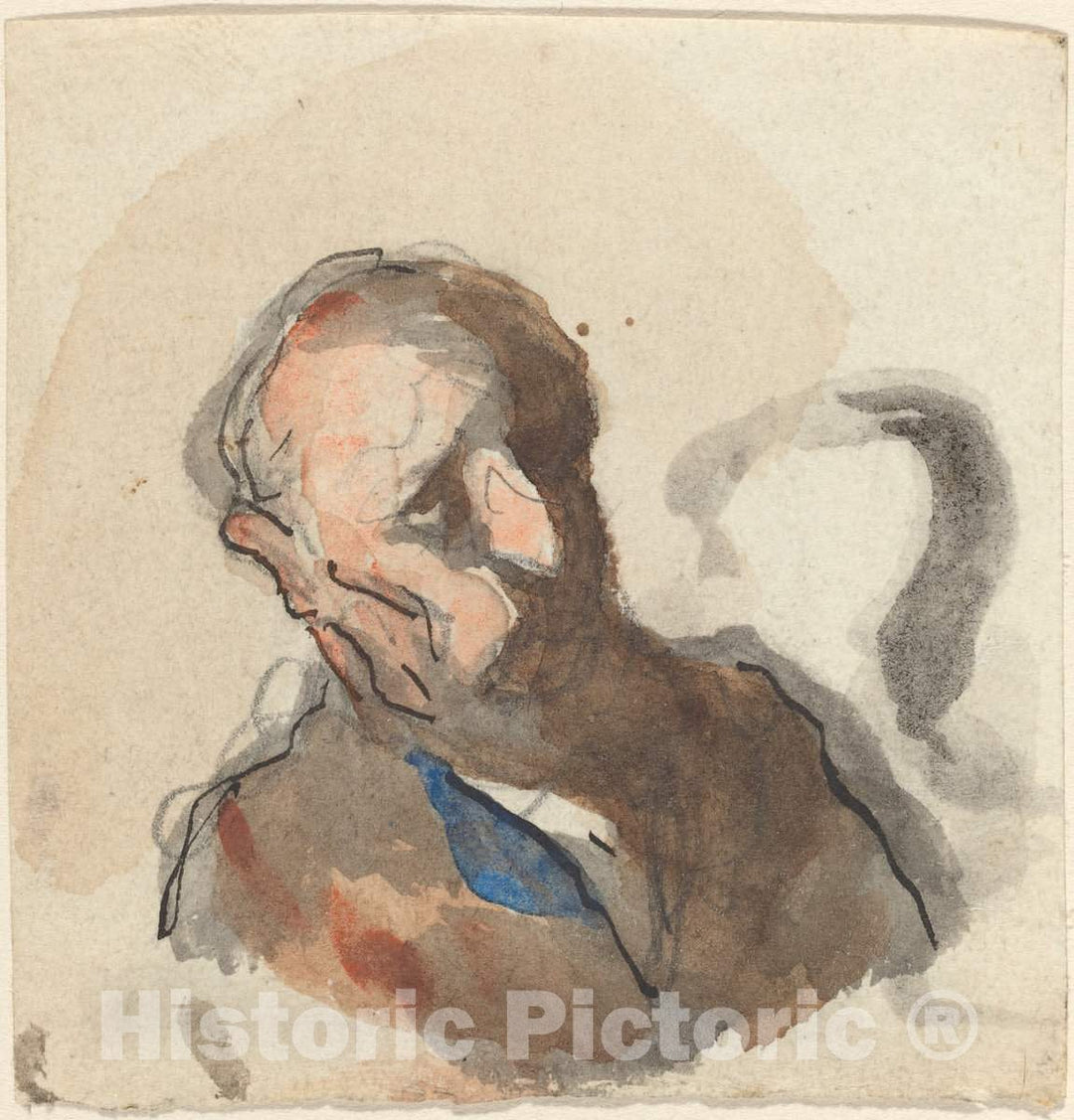 Art Print : HonorÃ© Daumier, Head of a Man - Vintage Wall Art