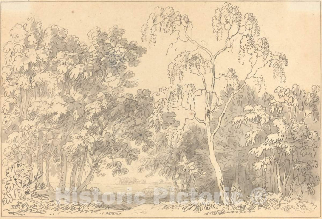 Art Print : Anthony Devis, Wooded Landscape - Vintage Wall Art