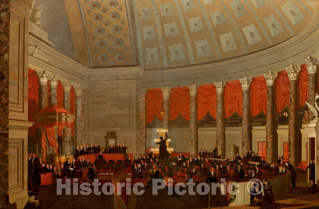 Art Print : Samuel F. B. Morse, The House of Representatives, 1822, reworked 1823 - Vintage Wall Art