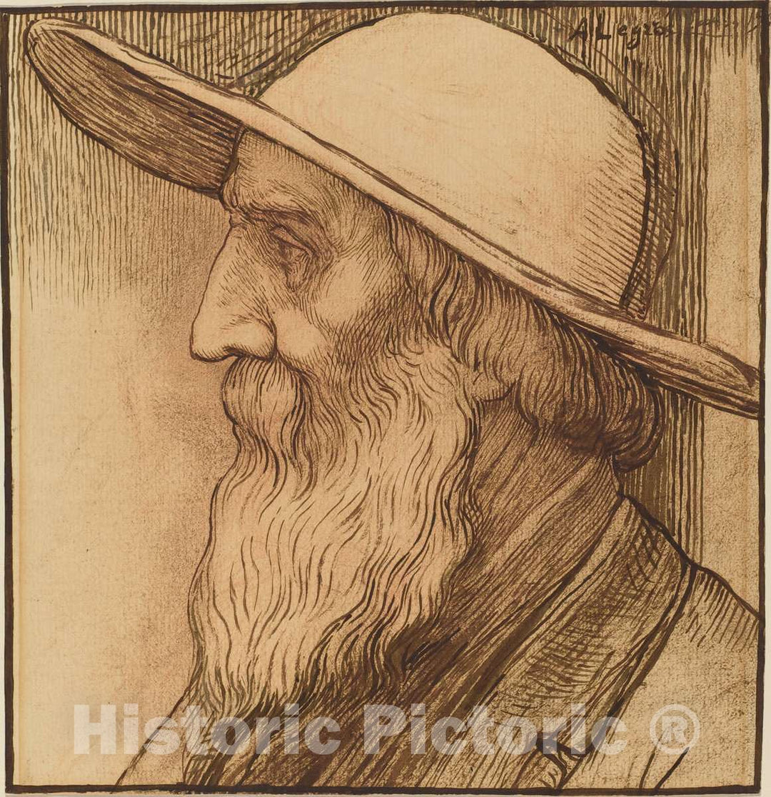 Art Print : Alphonse Legros, Head of an Old Man with a Wide-Brimmed Hat - Vintage Wall Art