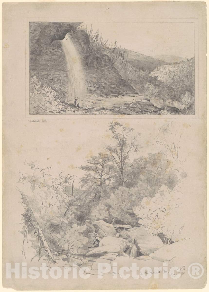 Art Print : Andrew Fisher Bunner, Kaatskill Fall; and in The Kaatskill Clove, 1866 - Vintage Wall Art