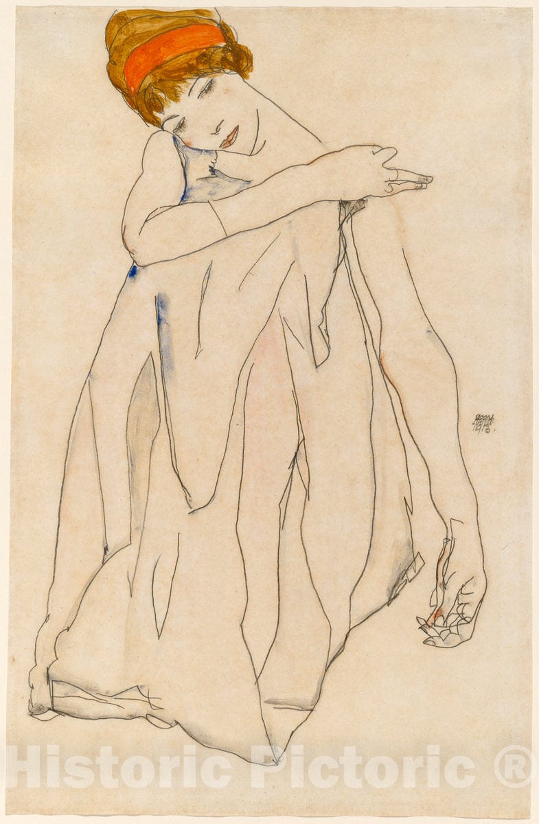 Art Print : Egon Schiele, Dancer (Die TÃ¤nzerin), 1913 - Vintage Wall Art