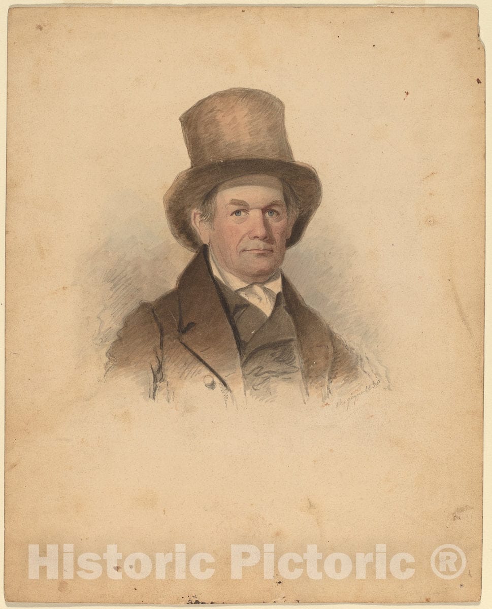 Art Print : Shegogue, Portrait of a Gentleman, 1830 - Vintage Wall Art