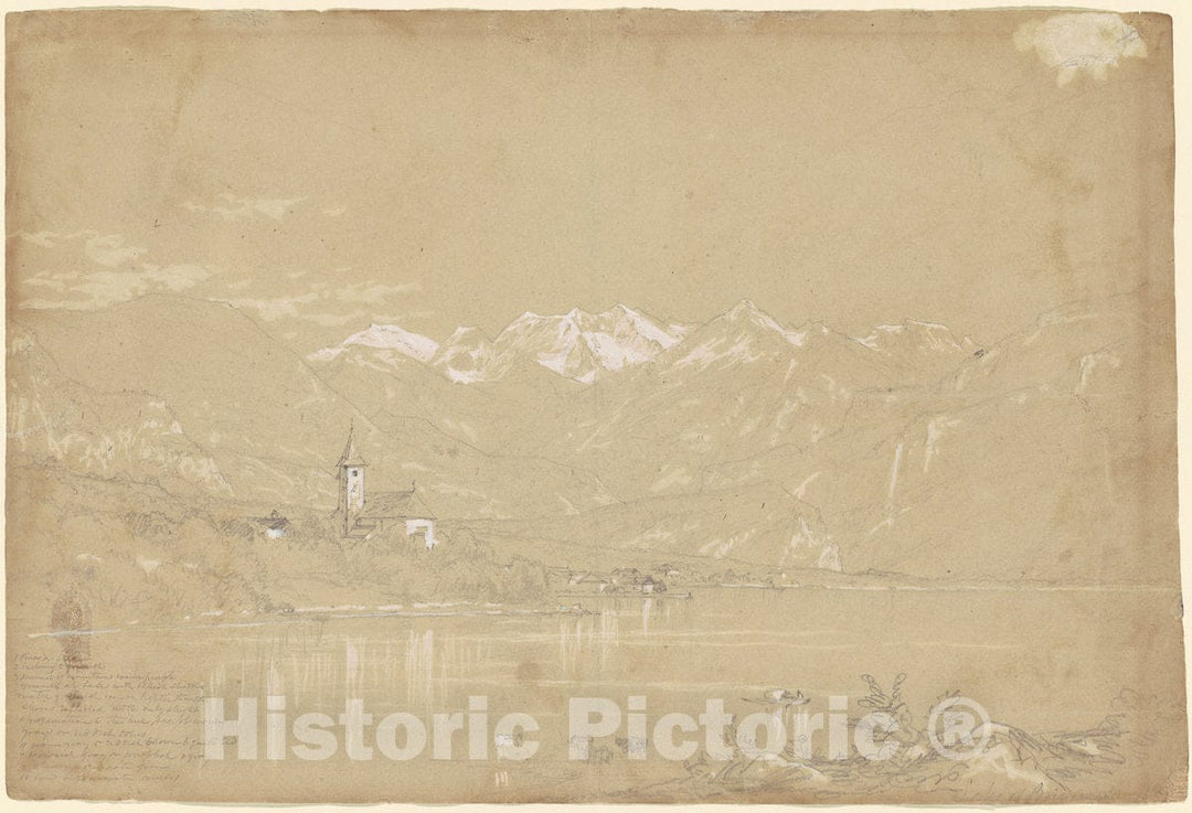 Art Print : John William Casilear, Lake of Brienz, Late 19th Century - Vintage Wall Art