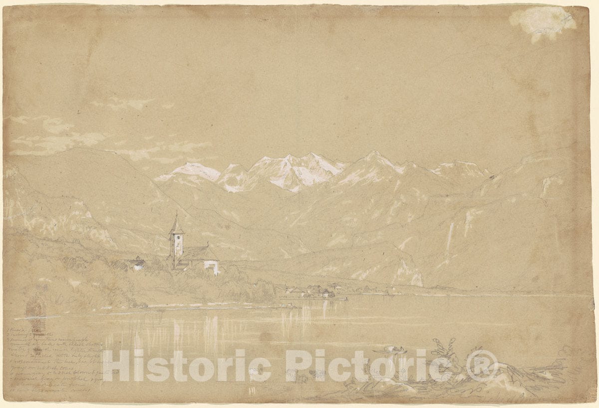 Art Print : John William Casilear, Lake of Brienz, Late 19th Century - Vintage Wall Art