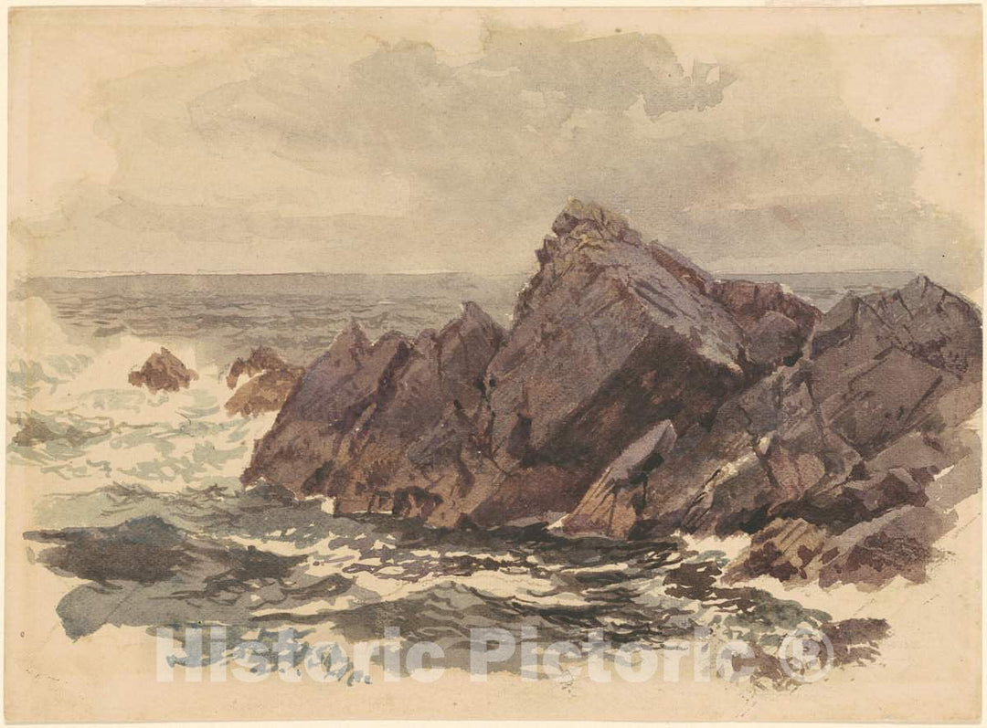 Art Print : William Trost Richards, Seascape with Rocks, c. 1890s - Vintage Wall Art