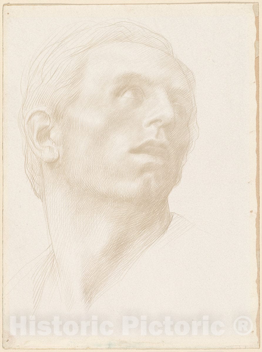 Art Print : Alphonse Legros, Head of a Man Looking Up to The Right, 1890s? - Vintage Wall Art