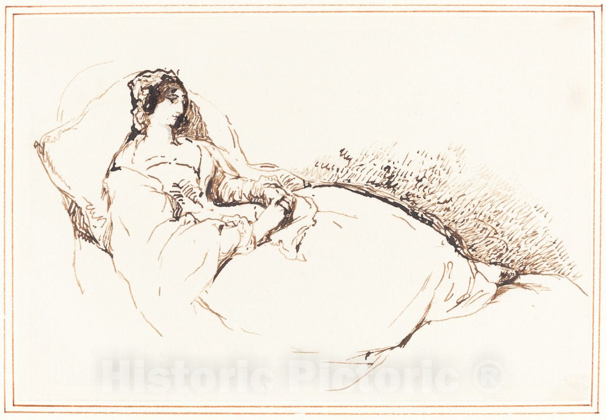 Art Print : George Jones, A Woman Reclining on a Cushion - Vintage Wall Art