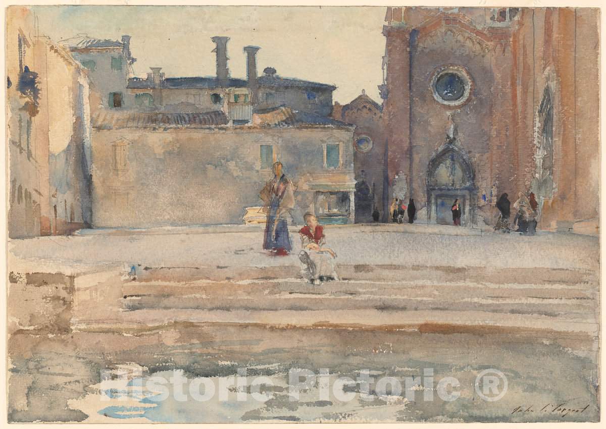 Art Print : John Singer Sargent, Campo dei Frari, Venice, c. 1880 - Vintage Wall Art