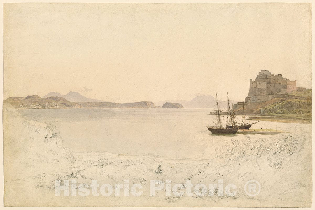 Art Print : Johann Heinrich Schilbach, The Gulf of Pozzuoli, 1825 - Vintage Wall Art