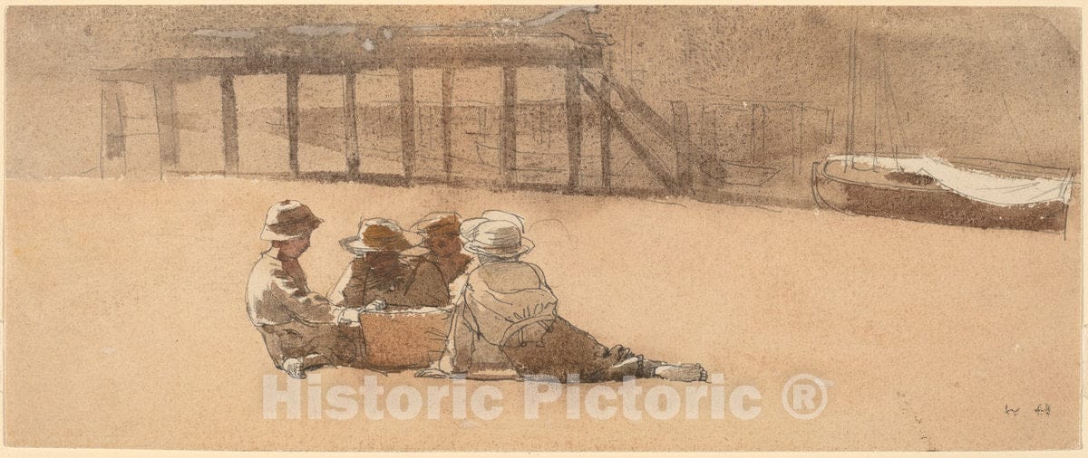 Art Print : Winslow Homer, Four Boys on a Beach, 1873 - Vintage Wall Art