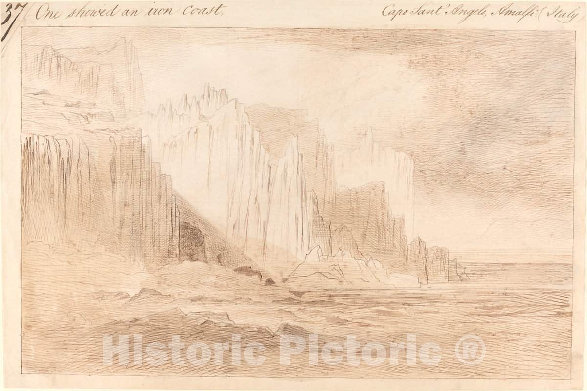 Art Print : Edward Lear, Capo Sant'Angelo, Amalfi, c. 1885 - Vintage Wall Art