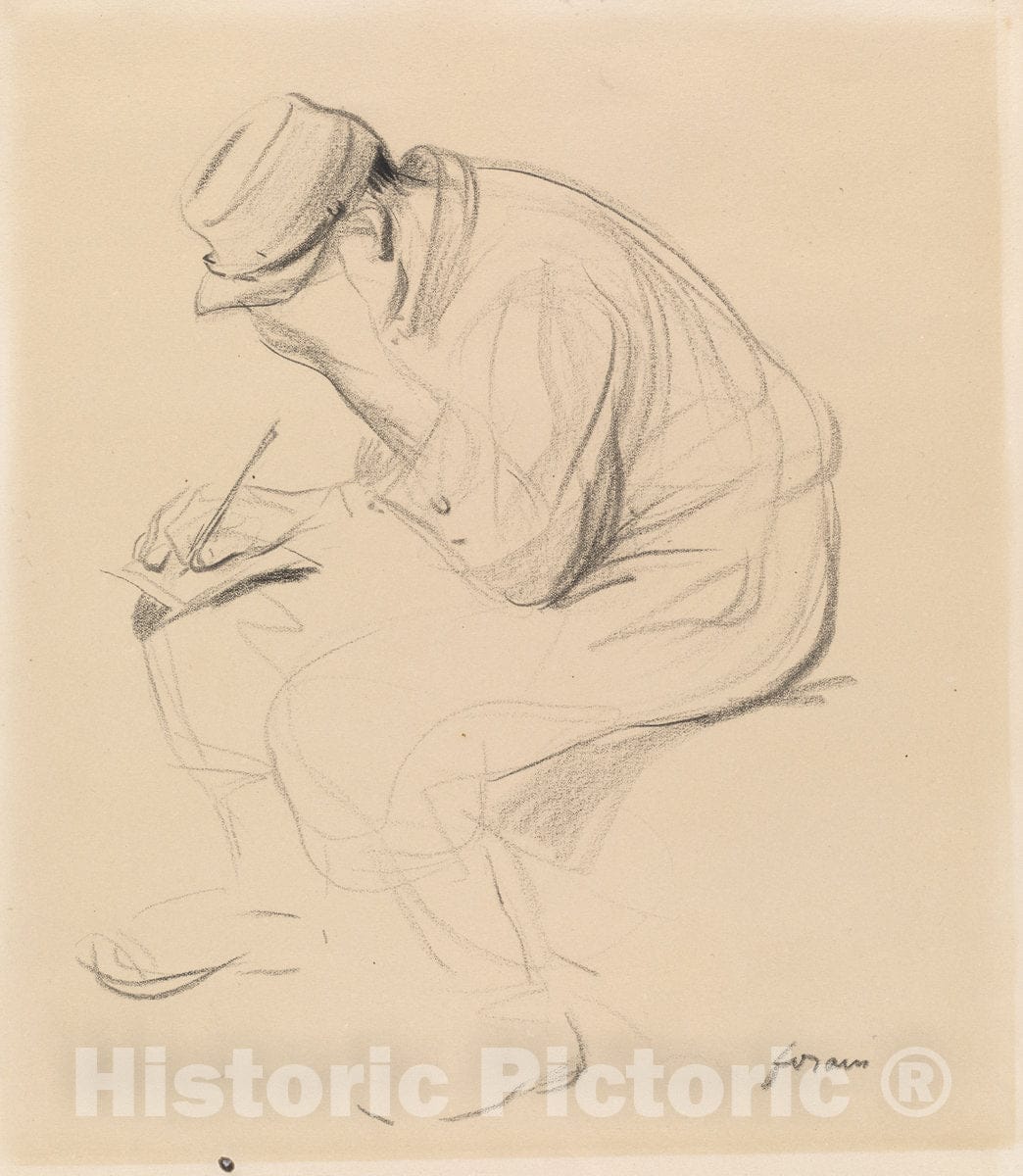 Art Print : Louis Forain, Le Poilu (French Soldier Writing Home), c. 1900 - Vintage Wall Art