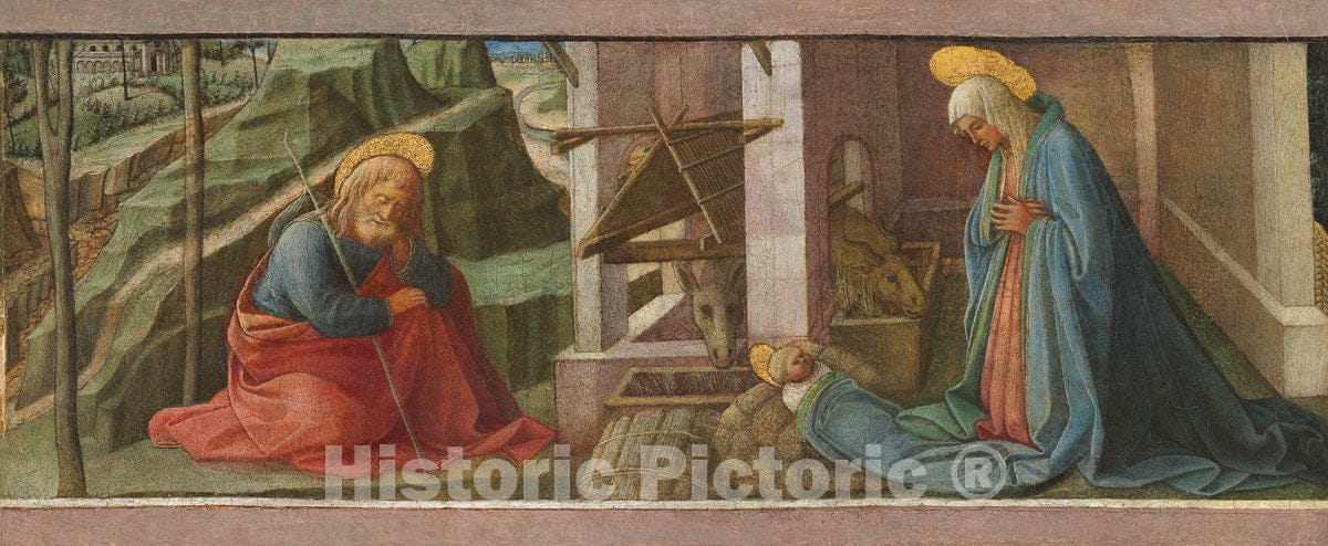 Art Print : Fra Filippo Lippi and Workshop, The Nativity, c. 1445 - Vintage Wall Art