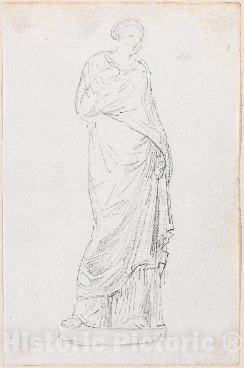 Art Print : Hubert Robert, Statue of a Female in a Toga, c.1760 - Vintage Wall Art