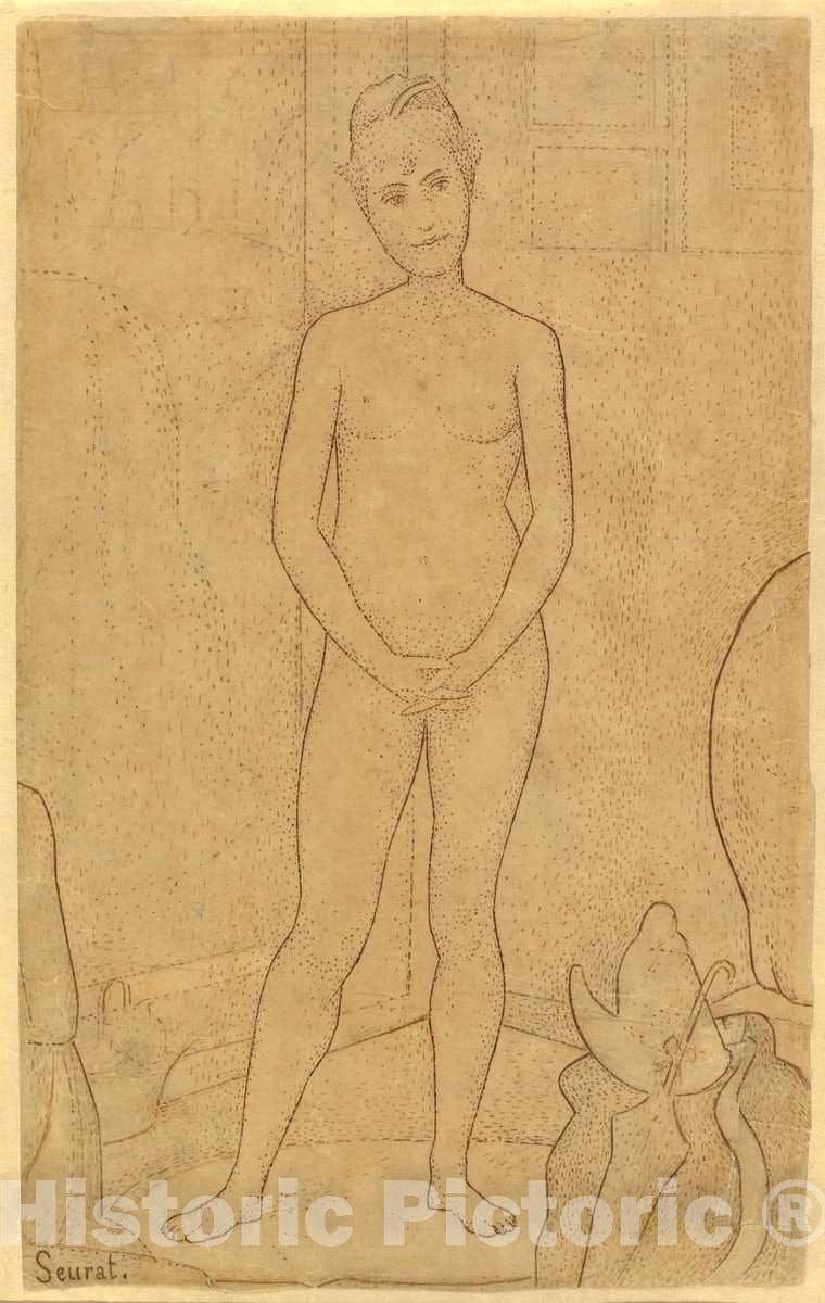 Art Print : Georges Seurat, Study After The Models, 1888 - Vintage Wall Art